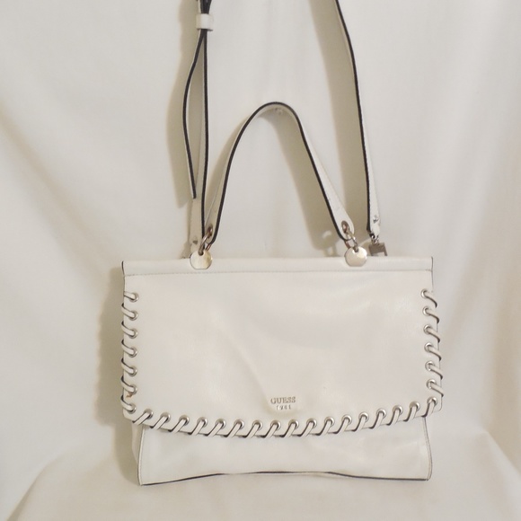 Guess Handbags - Guess White Andie Flap Handbag